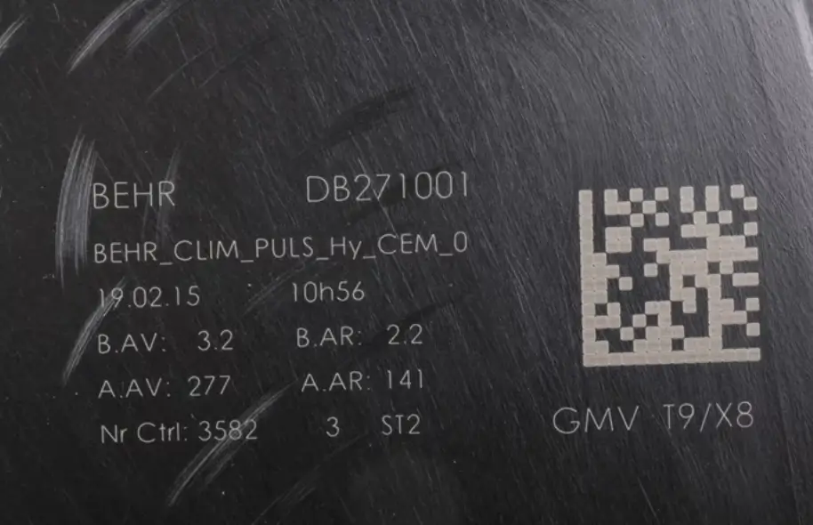 DPM marking of mobile car parts