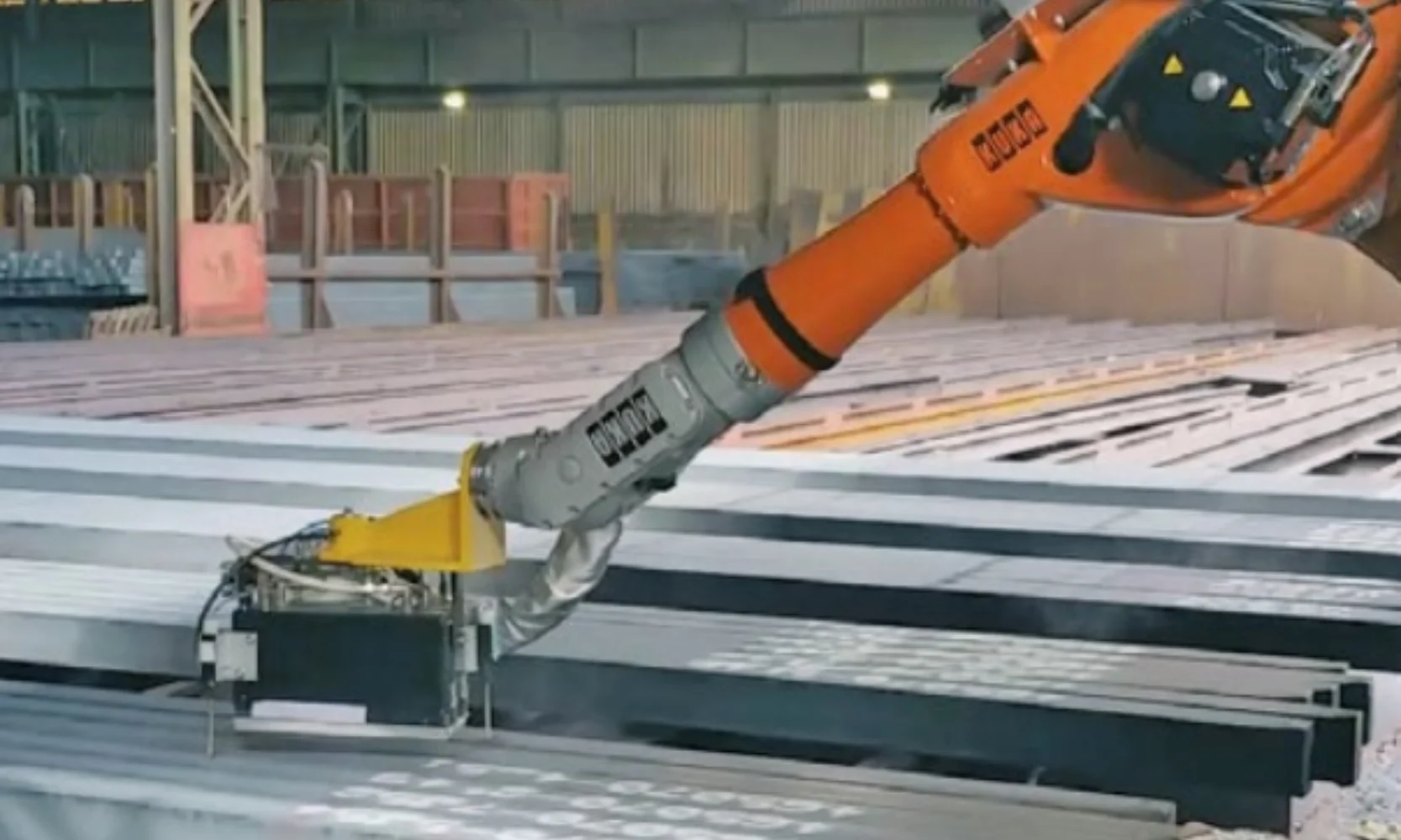 Robot controlled billet marking with high temperature paint